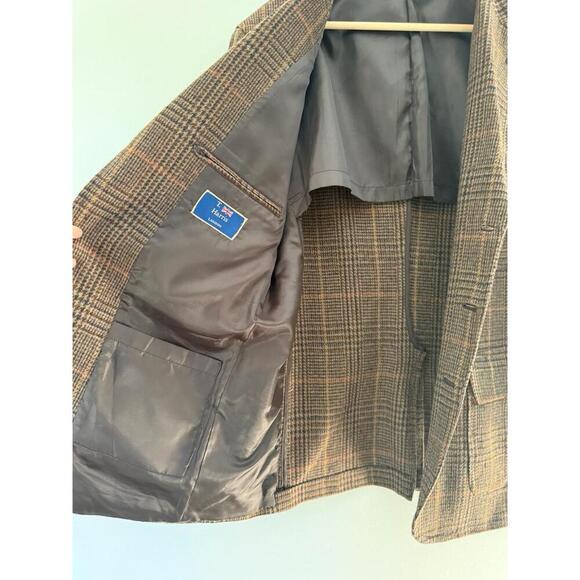 T Harris London Mens Tweed Blazer Brown Plaid Classic Heritage Academic Coat M - Picture 8 of 12